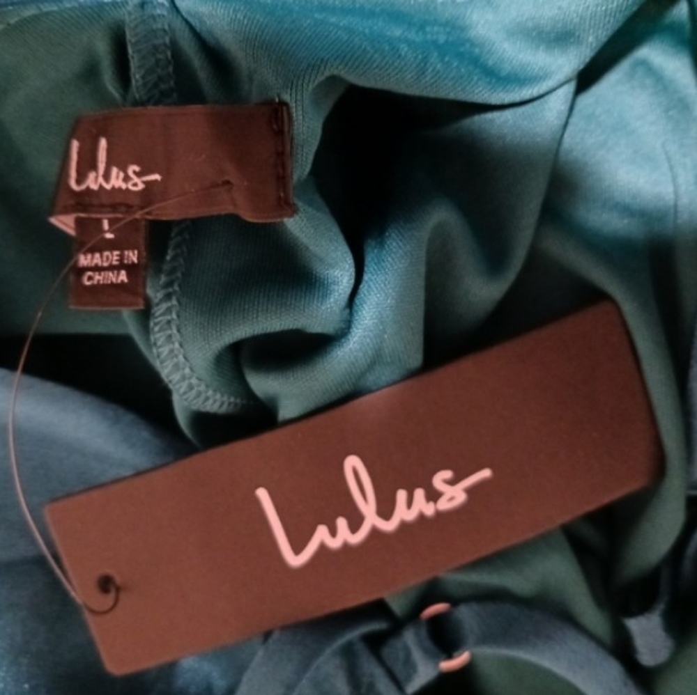 Lulu's Sweet and Stellar Teal Satin Mini Dress - Picture 5 of 8